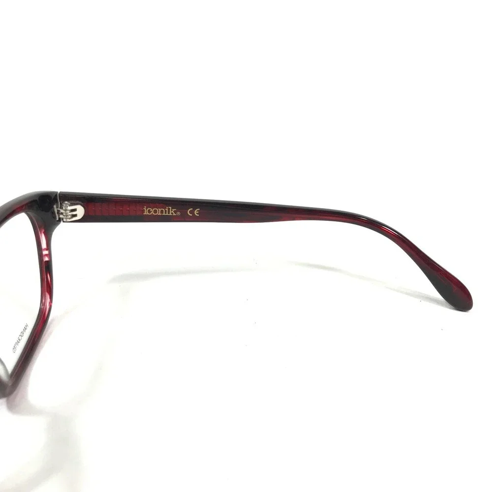 Iconik Eyeglasses Frames Annie C01 Red Horn Square Full Rim 53-17-140